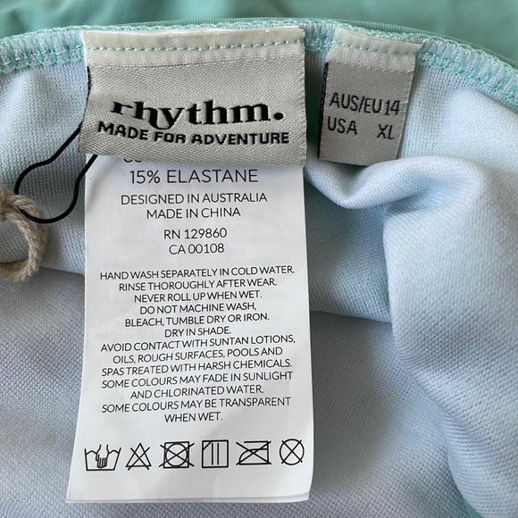 NWT XL Rhythm aquamarine light teal mint sea foam bitsy low rise skimpy bottom - Picture 3 of 9